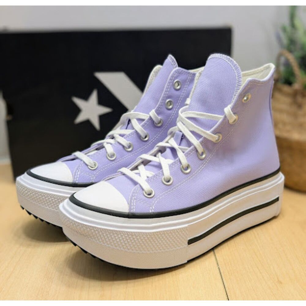 Converse CTAS Lift Double Stack Platform Violet Canvas Unisex High Top Shoes NIB